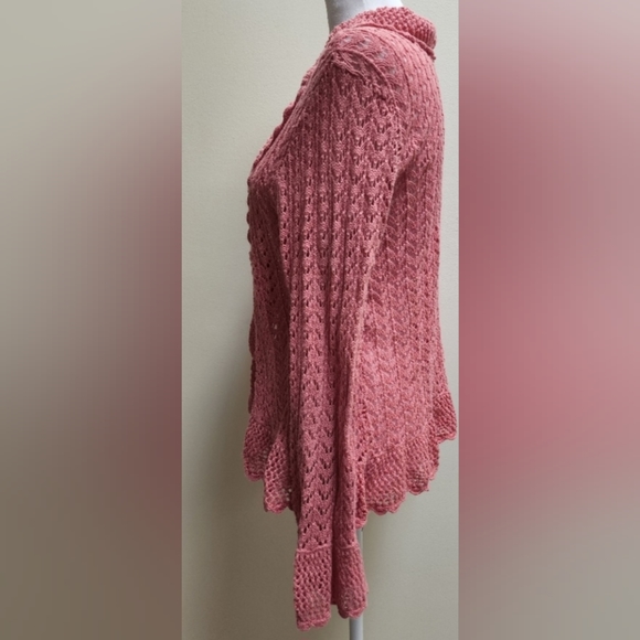 Women's Size Large Ruffled Crocheted Cardigan - Picture 2 of 5